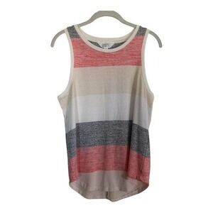 Market and Spruce Striped Tank Top Coral Beige White Grey Women's Size S